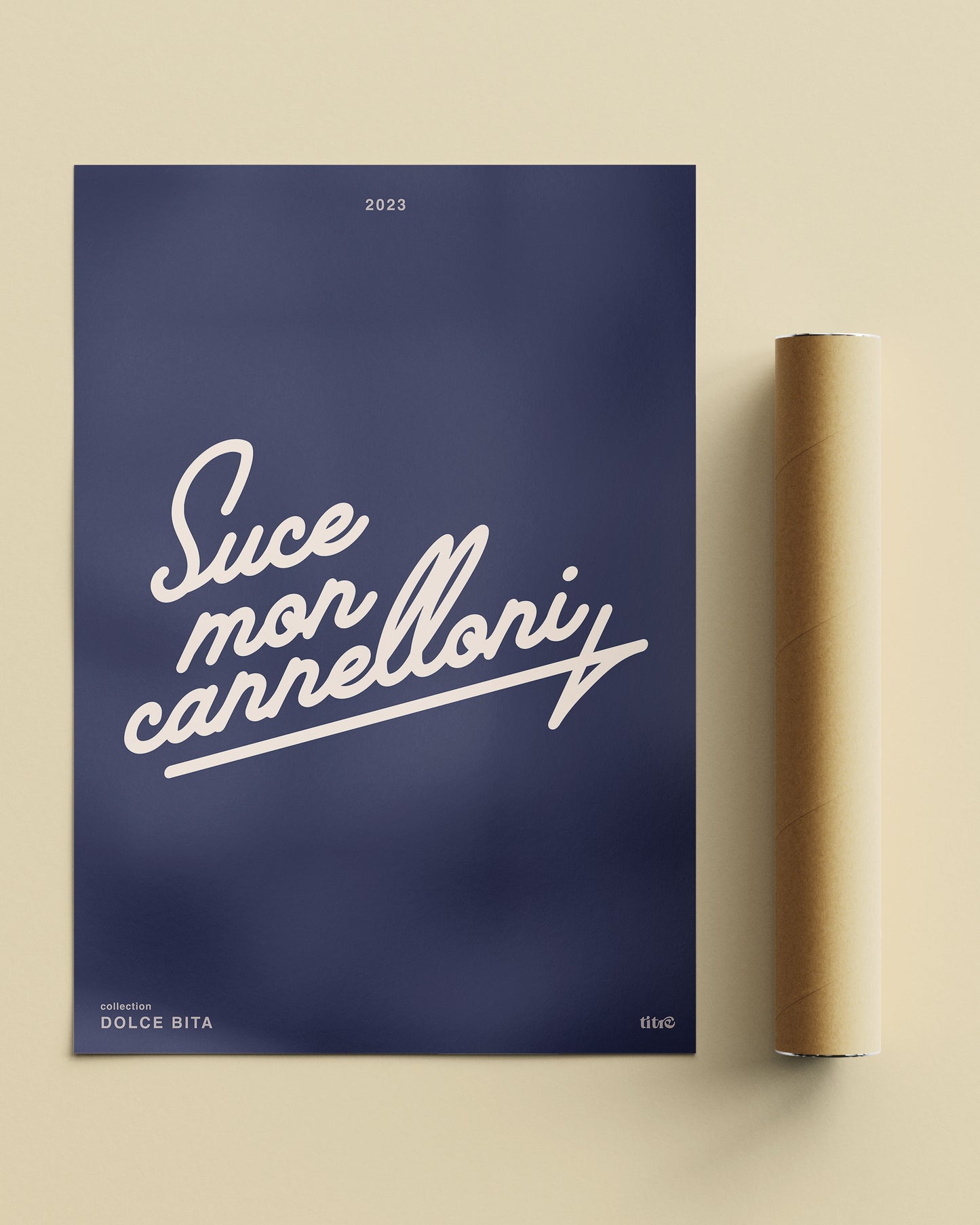 Affiche "Suce mon cannelloni" - Bleu nuit / beige