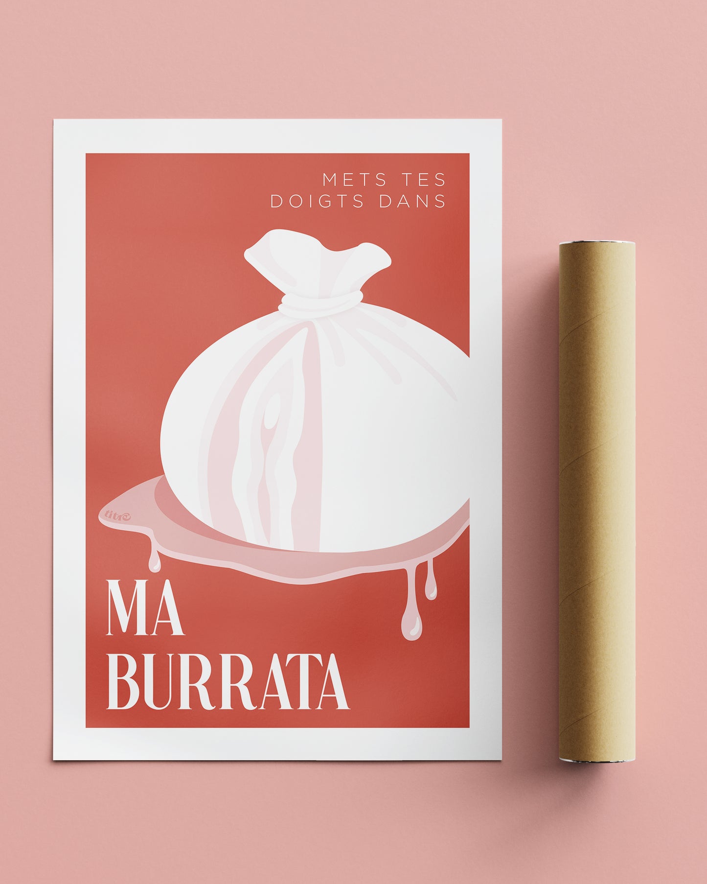 Affiche "Mets tes doigts dans ma burrata" - Rouge