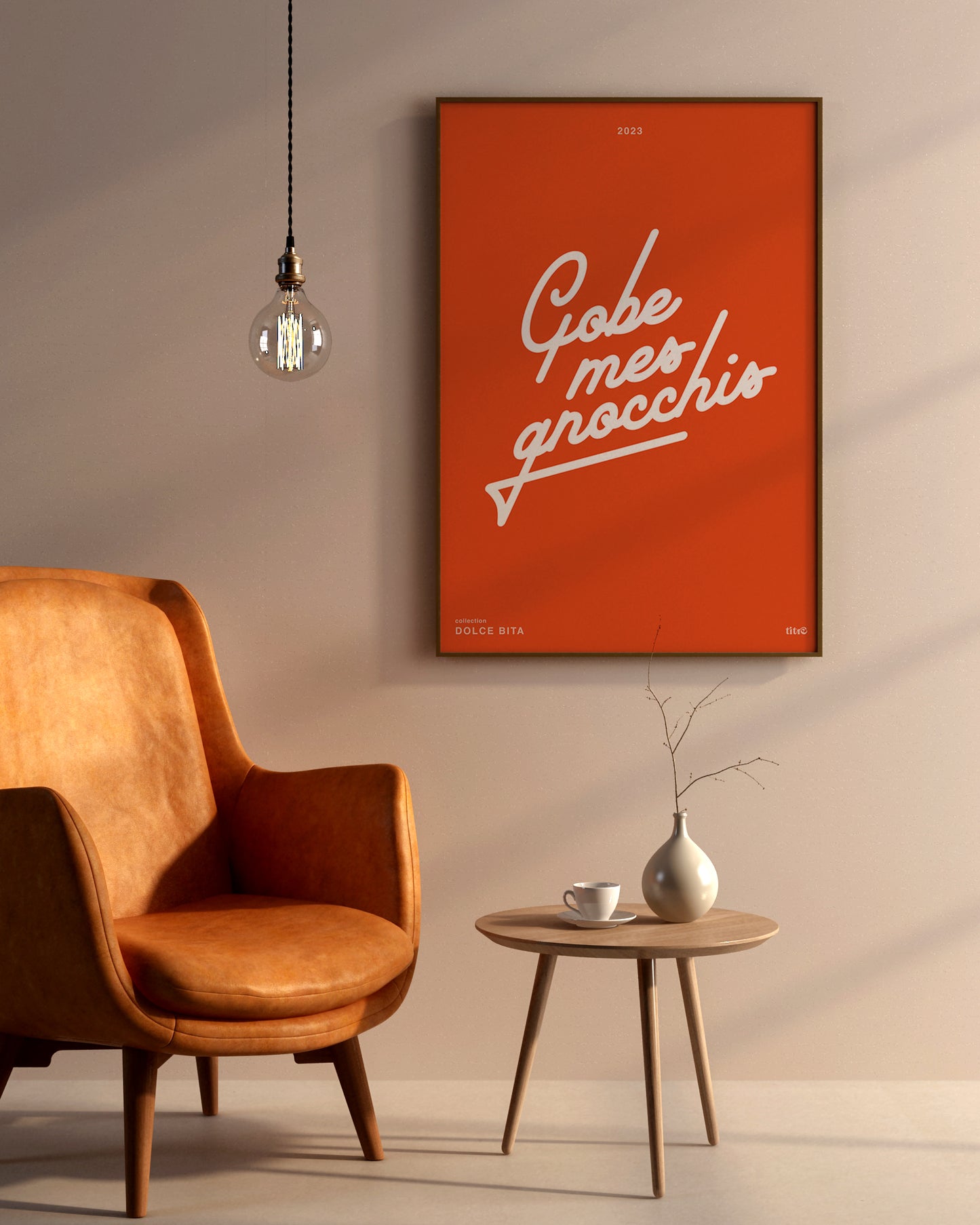 Affiche "Gobe mes gnocchis" - Orange / blanc