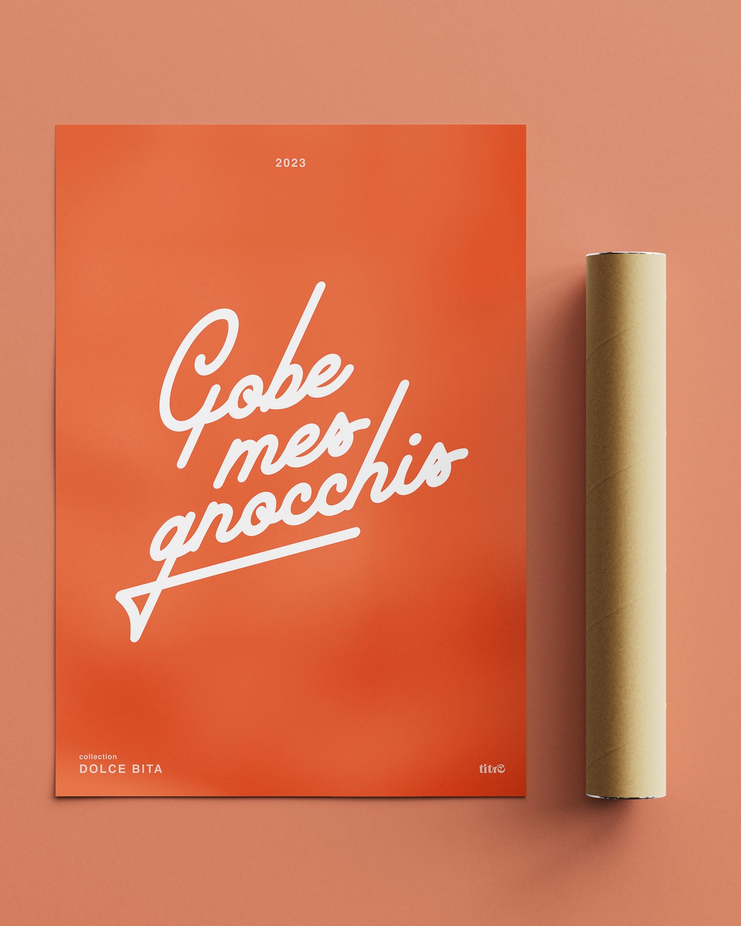 Affiche "Gobe mes gnocchis" - Orange / blanc