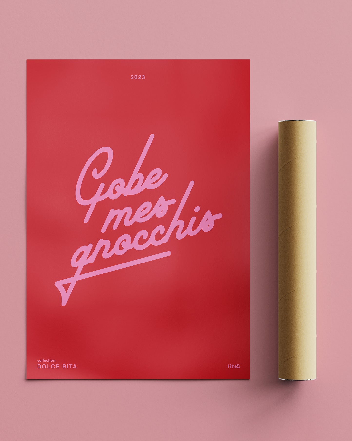 Affiche "Gobe mes gnocchis" - Rouge / rose