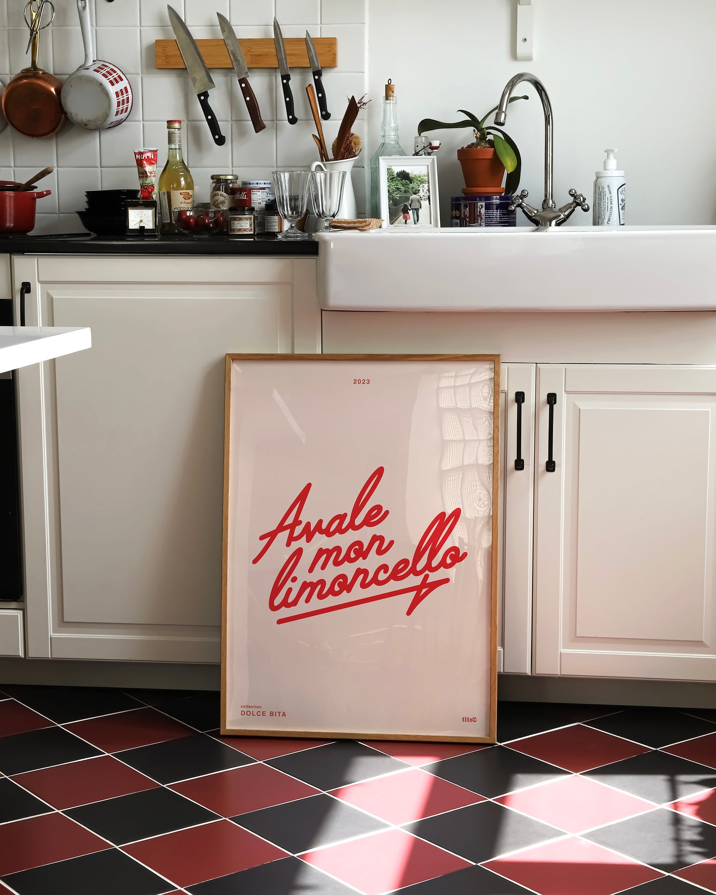 Affiche "Avale mon limoncello" - Beige / rouge