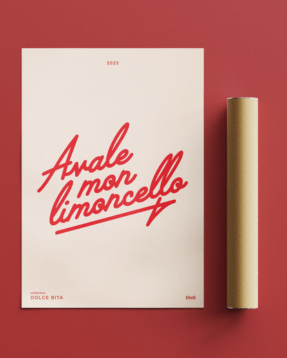 Affiche "Avale mon limoncello" - Beige / rouge