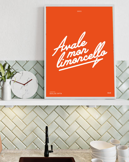 Affiche "Avale mon limoncello" - Orange / blanc