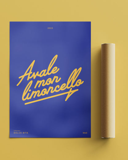 Affiche "Avale mon limoncello" - Bleu / jaune