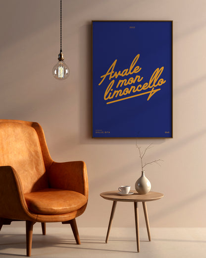 Affiche "Avale mon limoncello" - Bleu / jaune