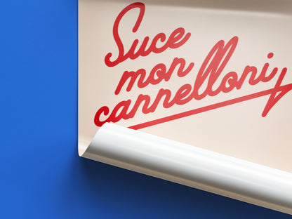 Affiche "Suce mon cannelloni" - Beige / rouge