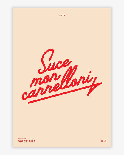 Affiche "Suce mon cannelloni" - Beige / rouge