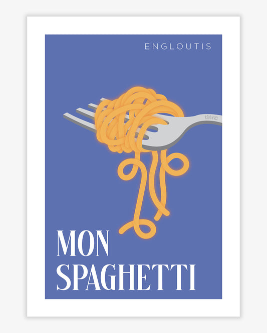 Affiche "Engloutis mon spaghetti" - Bleu