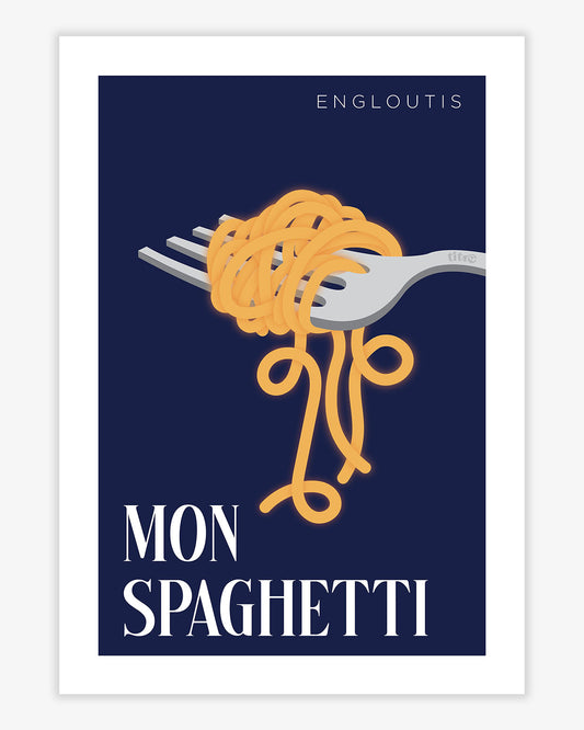 Affiche "Engloutis mon spaghetti" - Bleu Nuit