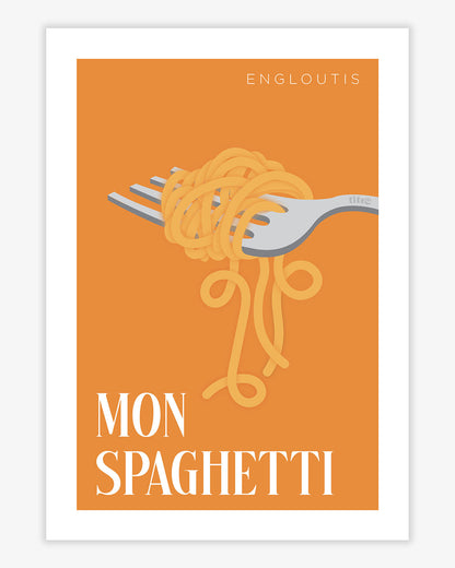 Affiche "Engloutis mon spaghetti"- Jaune